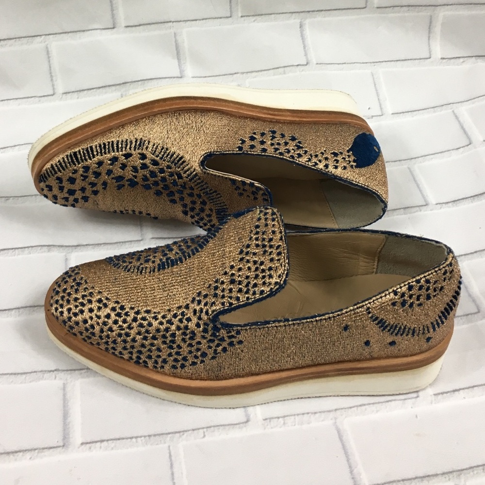 Free People Snake eyes Gold Metallic Loafers SZ 36 - Picture 4 of 8